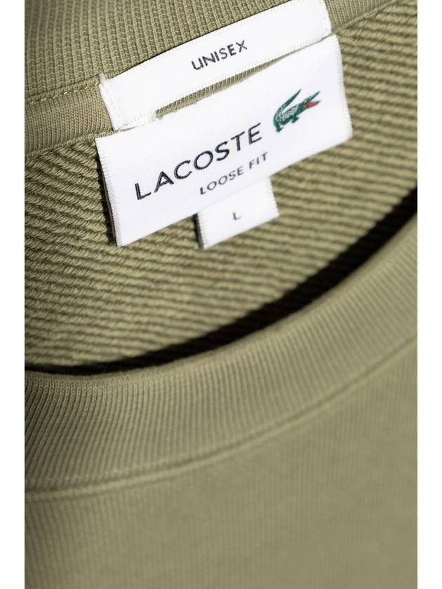 Loose Fit Badge Accent Fleece Sweatshirt Khaki - LACOSTE - BALAAN 8