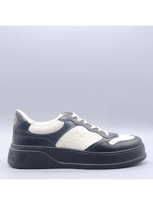 669582 Black White GG Emboss Leather Men s Sneakers Size 10 - GUCCI - BALAAN 4