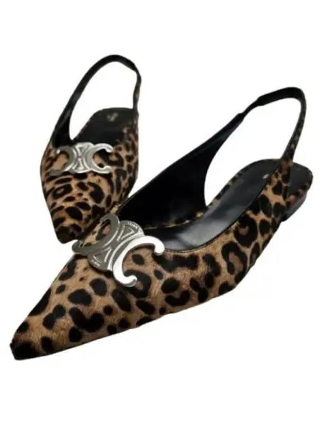 Alma Triomphe Leopard Print Slingback Flat Brown - CELINE - BALAAN 2