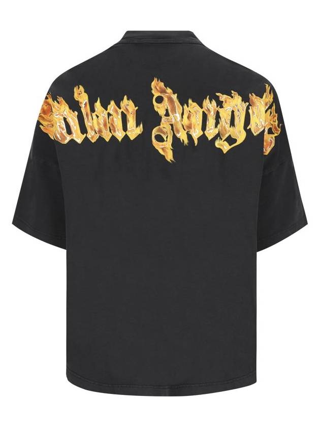 Oversized Burning Short Sleeve T Shirt Black - PALM ANGELS - BALAAN 3