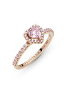 Sparkling Three Dimensional Heart Ring Rose Gold - PANDORA - BALAAN.