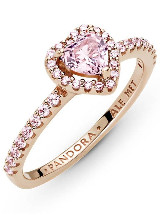 Sparkling Three Dimensional Heart Ring Rose Gold - PANDORA - BALAAN.