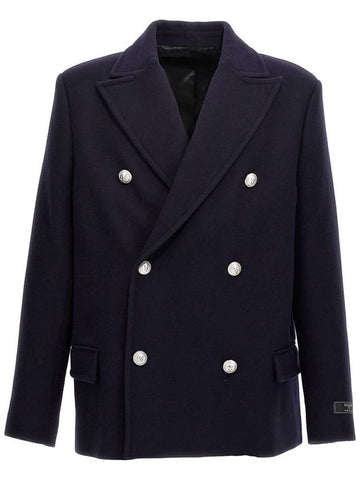 Balmain Double-Breasted Coat With Logo Buttons - BALMAIN - BALAAN 1