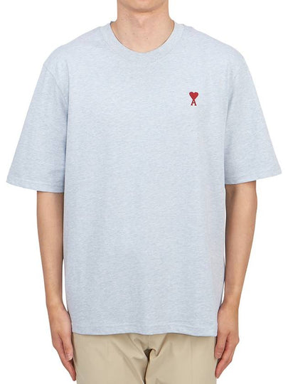 Small Heart Logo Boxy Fit Short Sleeve T-Shirt Light Blue - AMI - BALAAN 2