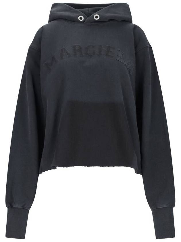 Embroidered Logo Cotton Hoodie Black - MAISON MARGIELA - BALAAN 2