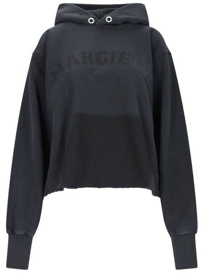 Embroidered Logo Cotton Hoodie Black - MAISON MARGIELA - BALAAN 2