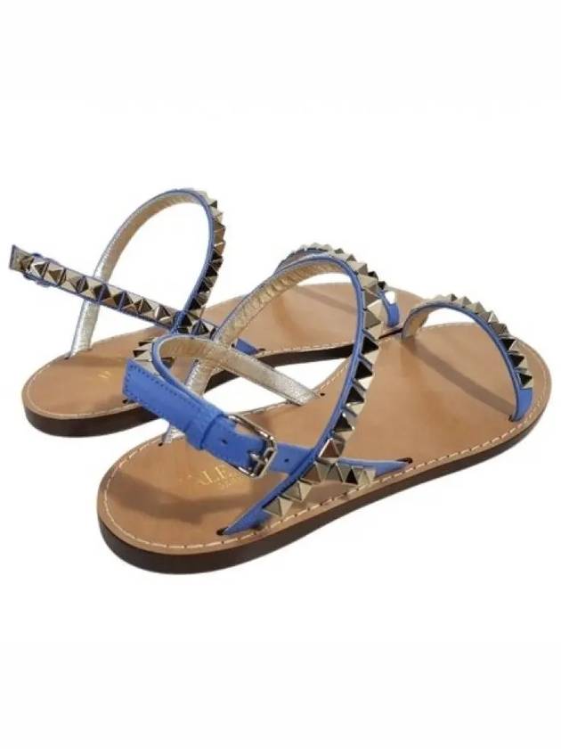 Rockstud Leather Sandals Blue - VALENTINO - BALAAN 6