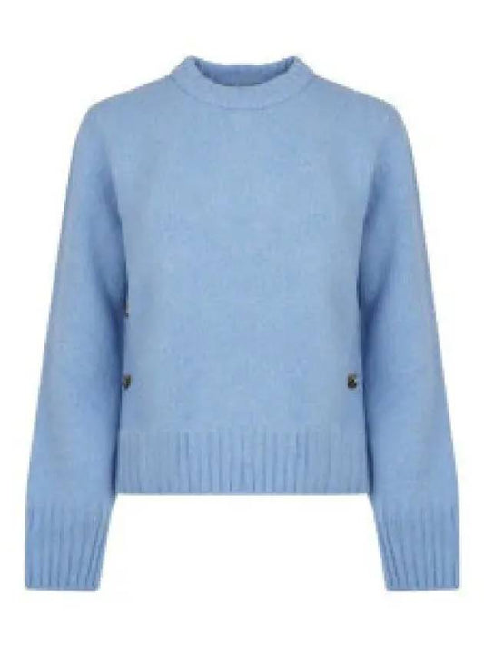 Metal Note Button Wool Knit Top Blue - BOTTEGA VENETA - BALAAN 2