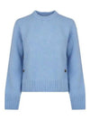 Metal Note Button Wool Knit Top Blue - BOTTEGA VENETA - BALAAN 2