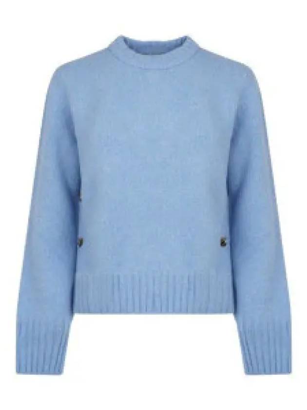 Metal Note Button Wool Knit Top Blue - BOTTEGA VENETA - BALAAN 2