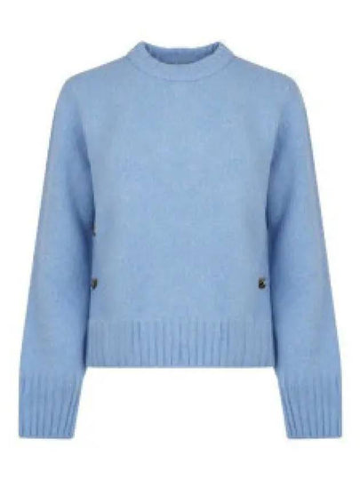 Metal Note Button Wool Knit Top Blue - BOTTEGA VENETA - BALAAN 2