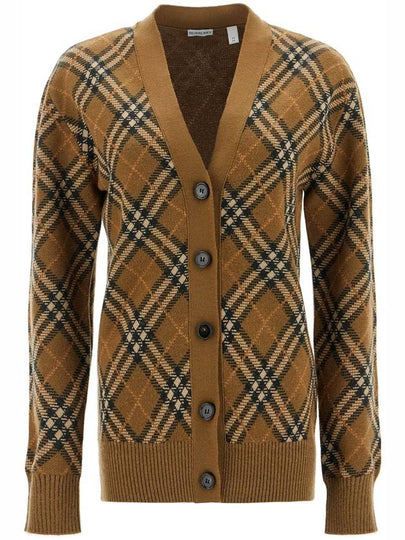 Check Wool Mohair Blend Cardigan Brown - BURBERRY - BALAAN 2