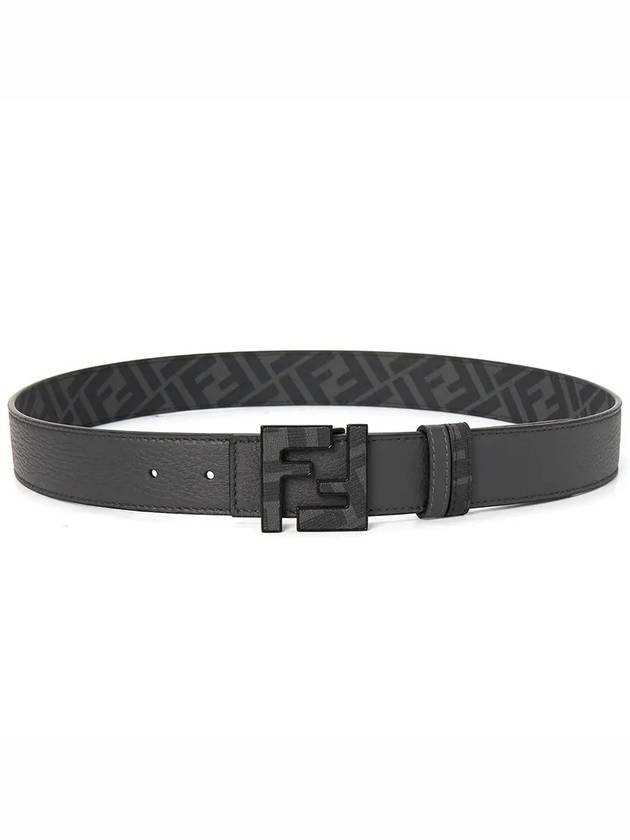 Square FF Leather Reversible Belt Grey - FENDI - BALAAN 3