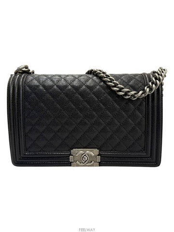 Clover Caviar Boy Bag Large Flap Black A92193 - CHANEL - BALAAN 1