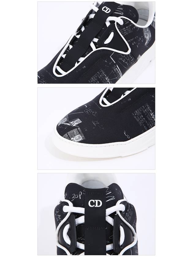 Homme Printed Leather Canvas Low Top Sneakers Black - DIOR - BALAAN 6