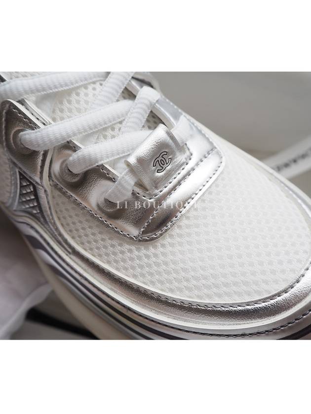 CC Logo Shasix Men s Sneakers White Silver G39794 - CHANEL - BALAAN 6