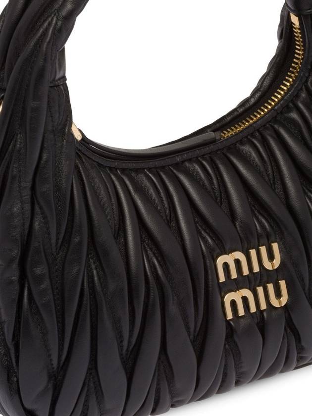 Wander Matelasse Nappa Leather Mini Hobo Tote Bag Black - MIU MIU - BALAAN 5