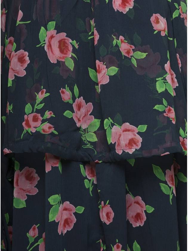 Maxi Multicolor Dress With All-Over Roses Print In Chiffon Woman - ROTATE - BALAAN 3