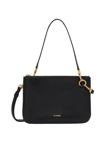 Logo Print Calf Leather Shoulder Bag Black - JIL SANDER - BALAAN 1