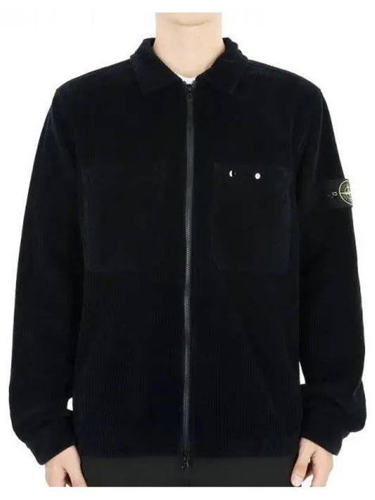 Organic Cotton Corduroy Zip-Up Jacket Navy - STONE ISLAND - BALAAN 2