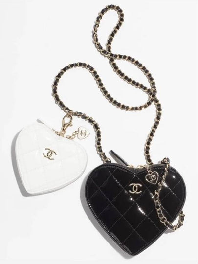 CC Logo Chain Heart Mini Bag Black - CHANEL - BALAAN 2