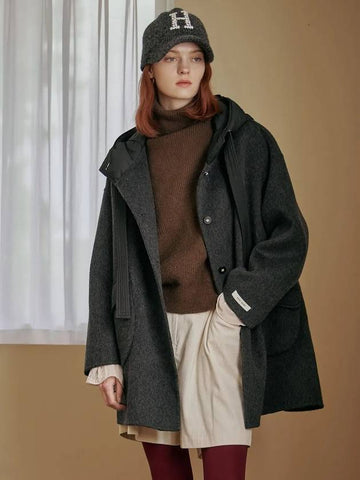 Padded hood block handmade wool half coat - MAXZA - BALAAN 1