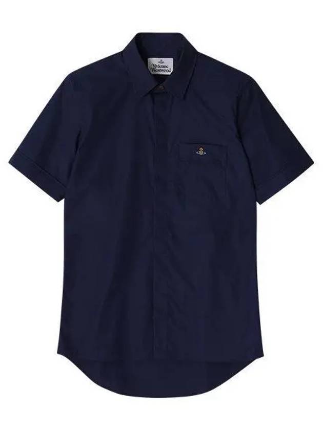 Men's Logo Classic Short Sleeve Shirt Navy - VIVIENNE WESTWOOD - BALAAN 2