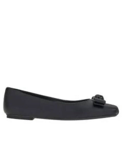 Vara Bow Metallic Leather Flats Black - SALVATORE FERRAGAMO - BALAAN 2