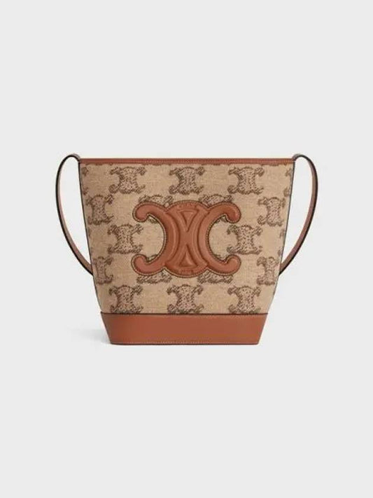 Small Cuir Triomphe Textile Bucket Camel - CELINE - BALAAN 2