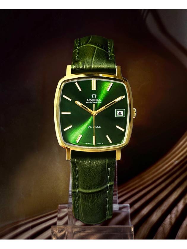 Deville Rare Green Dial Cal 1010 18KGP Men s Automatic Watch - OMEGA - BALAAN 9