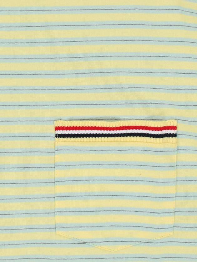 Striped Jersey Pocket Short Sleeve T-Shirt Green Yellow - THOM BROWNE - BALAAN 5