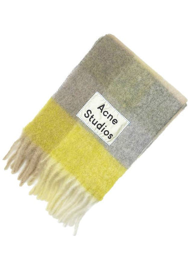 Mohair Check Fringe Scarf Yellow Gray CA0023 - ACNE STUDIOS - BALAAN 1