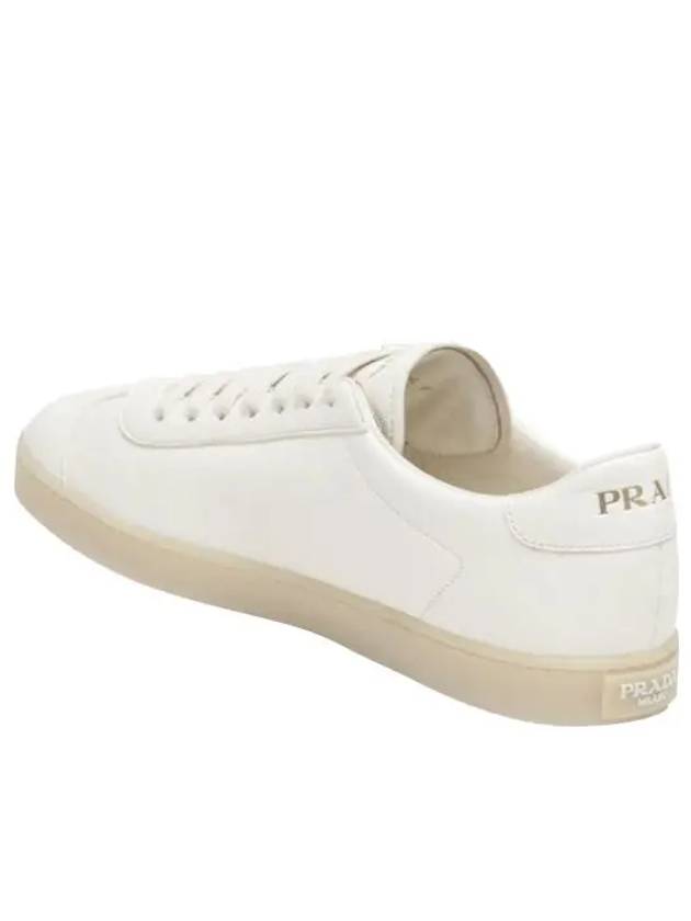 Triangle Logo Lane Leather Low-Top Sneakers Ivory - PRADA - BALAAN 5