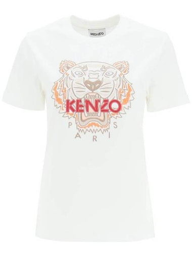 Tiger Logo Short Sleeve T-Shirt White - KENZO - BALAAN 1