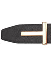 Gold Soft Grain Leather T Icon Belt Brown Black - TOM FORD - BALAAN 6