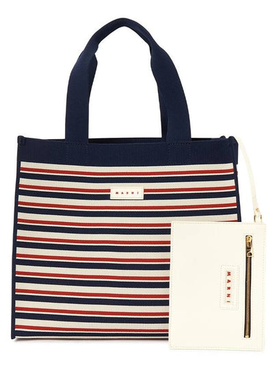 Striped Tote Bag Marine Ivory Red - MARNI - BALAAN 2