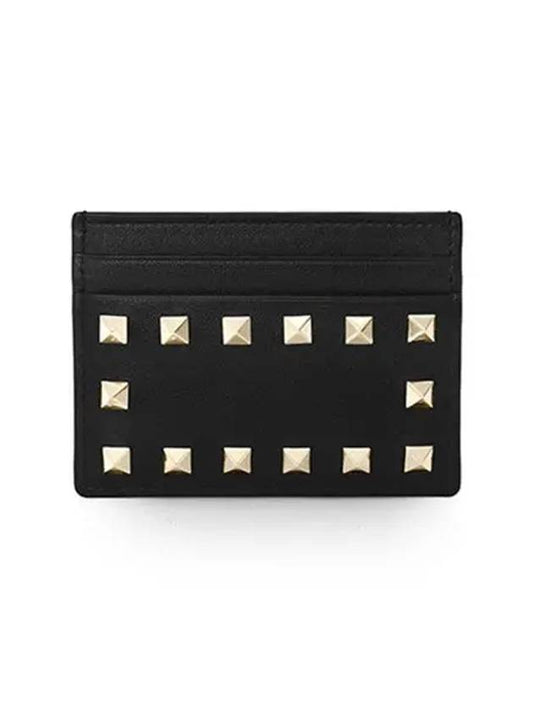 Rockstud Card Wallet Black - VALENTINO - BALAAN 1