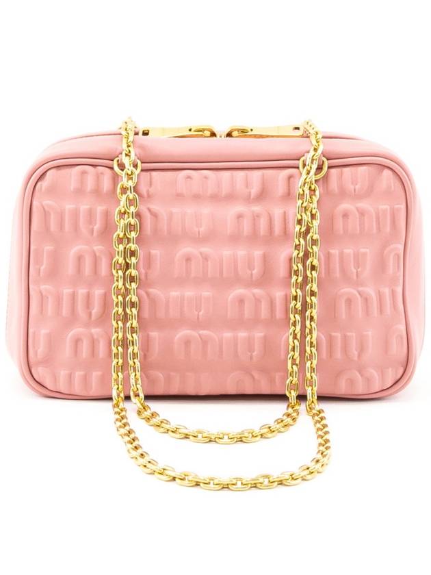 Logo Embossed Chain Shoulder Bag Pink - MIU MIU - BALAAN 2