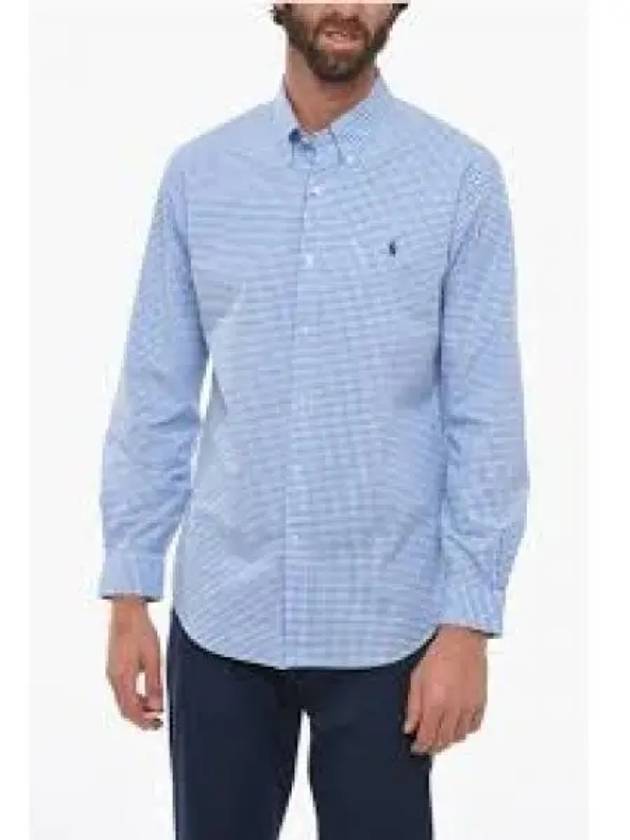 Custom fit poplin shirt blue check 1236423 - POLO RALPH LAUREN - BALAAN 1