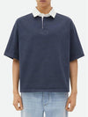 Relaxed Fit Washed-Out Cotton Polo Shirt Navy - BOTTEGA VENETA - BALAAN 2