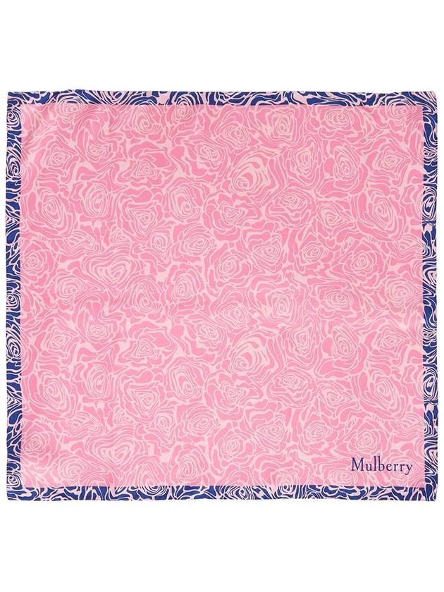 Distorted Rose Square Silk Scarf Pink - MULBERRY - BALAAN 5