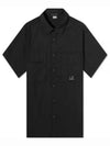 Cotton Rip-Stop Short Sleeve Shirt Black - CP COMPANY - BALAAN 2