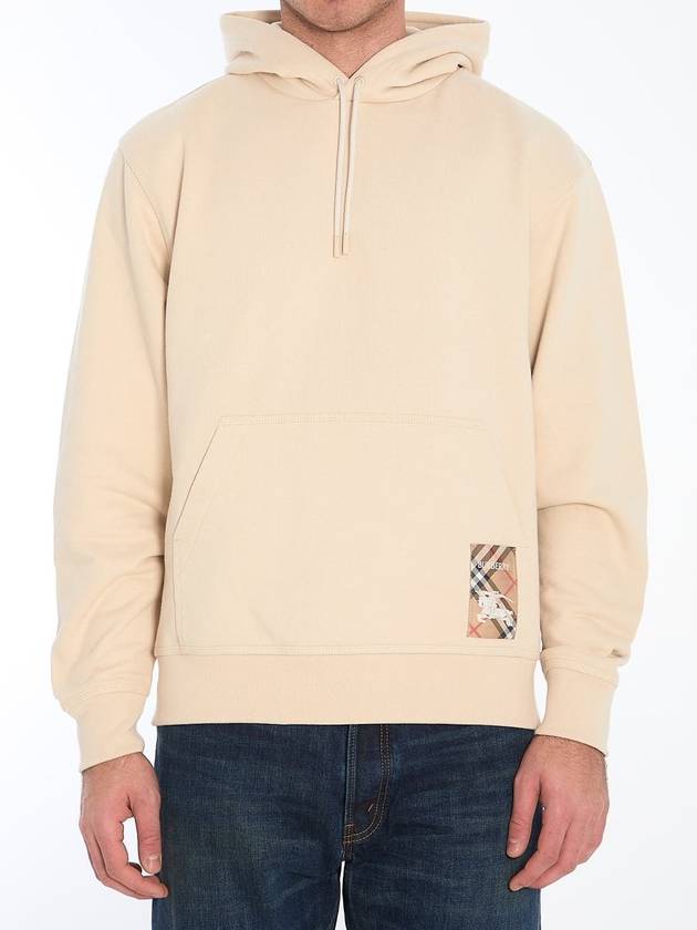 Check Label Cotton Hoodie Nutmeg - BURBERRY - BALAAN 2