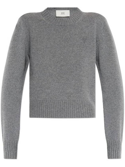 De Coeur Logo Crew Neck Cashmere Knit Top Grey - AMI - BALAAN 2