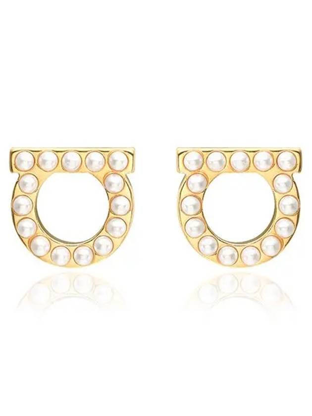 Gancini Pearl Earrings Gold - SALVATORE FERRAGAMO - BALAAN 3