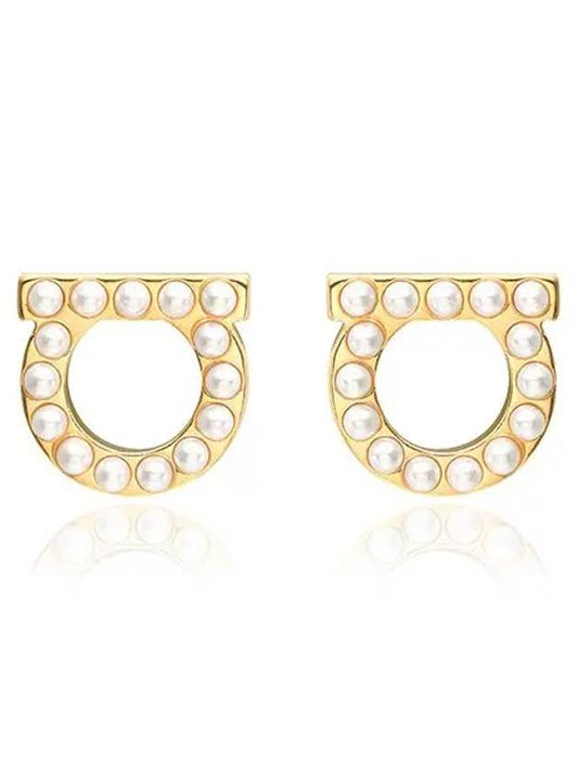 Gancini Pearl Earrings Gold - SALVATORE FERRAGAMO - BALAAN 2