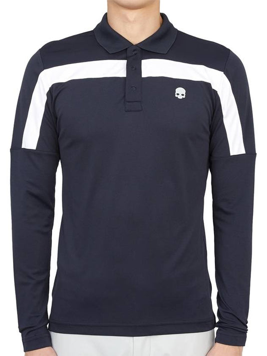 Golf Wear Polo Long Sleeve T-Shirt G00556 157 - HYDROGEN - BALAAN 1