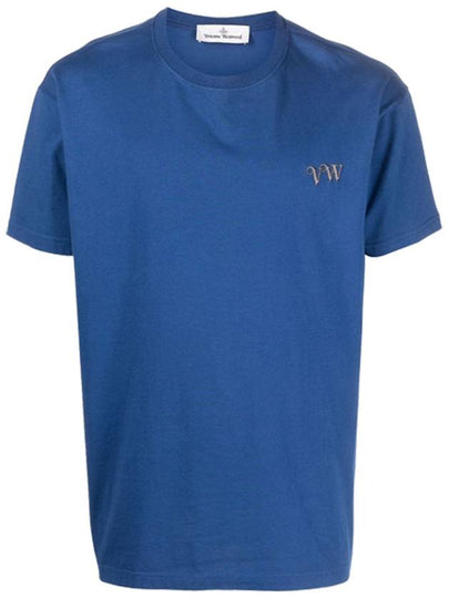 VW Embroidered Logo Short Sleeve T-Shirt Blue - VIVIENNE WESTWOOD - BALAAN 2