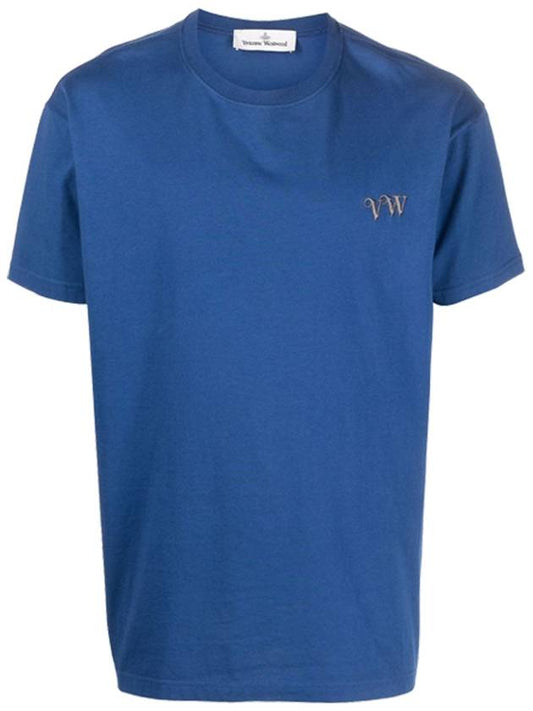 VW Logo Short Sleeve T-Shirt Blue - VIVIENNE WESTWOOD - BALAAN.