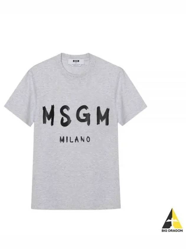 Women's Logo Print Short Sleeve T-Shirt Grey - MSGM - BALAAN 2